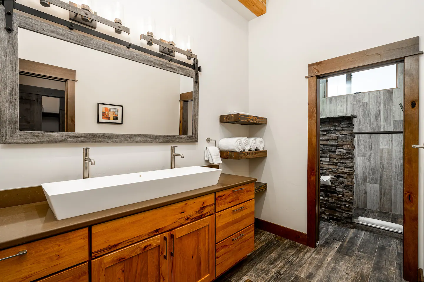 The natural light and fresh towels make it a relaxing place to get ready.