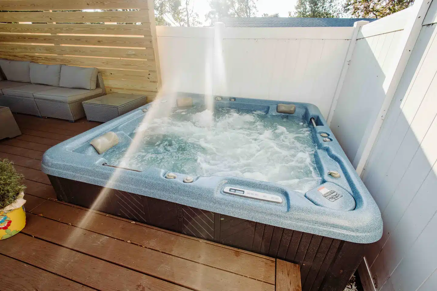 Deck with hot tub