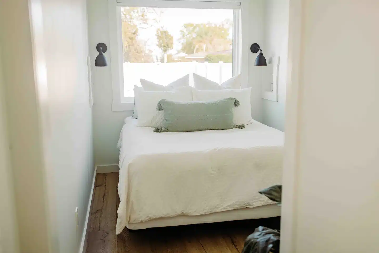 The private bedroom has a comfortable queen size bed