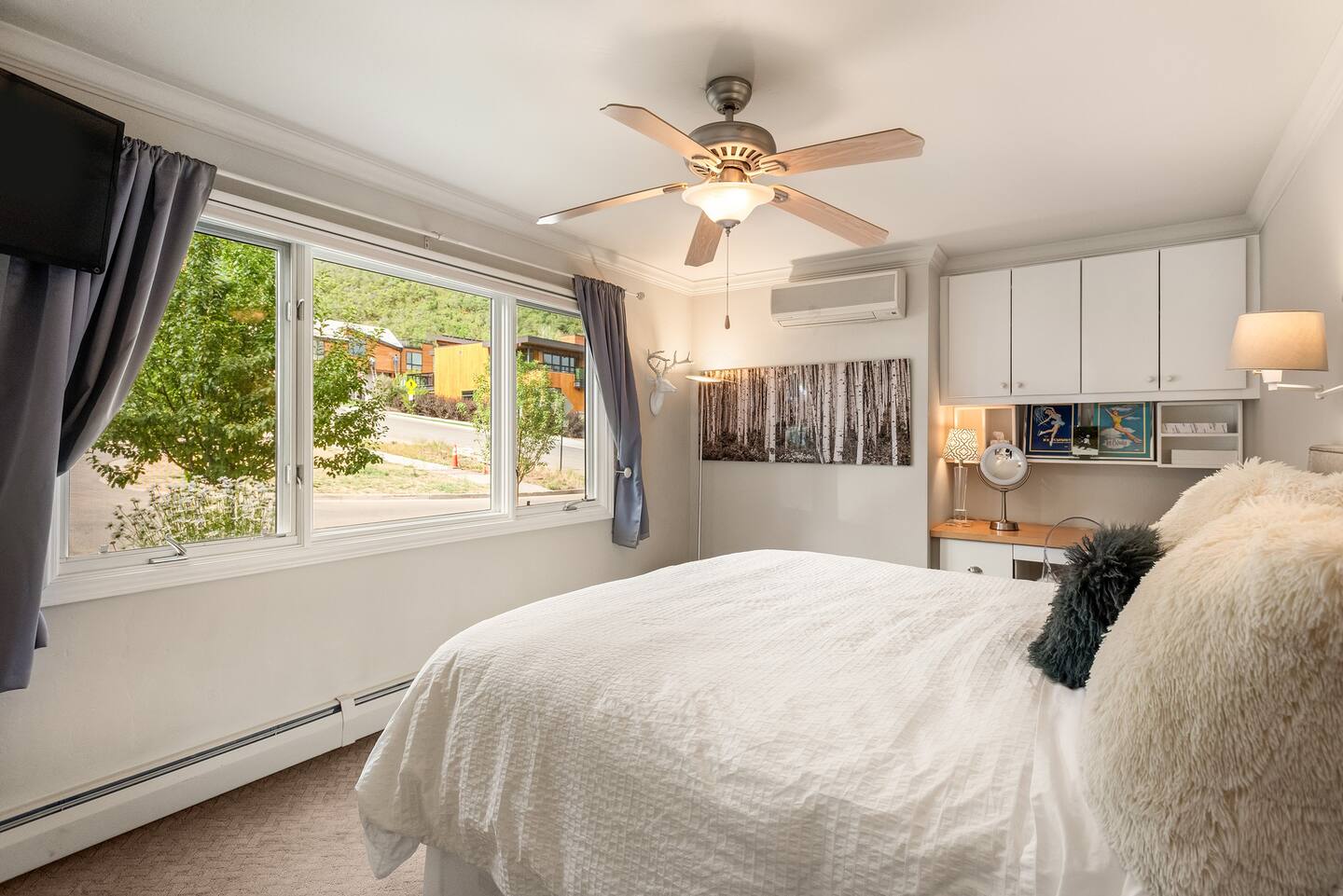 Master bedroom with king sized bed.
